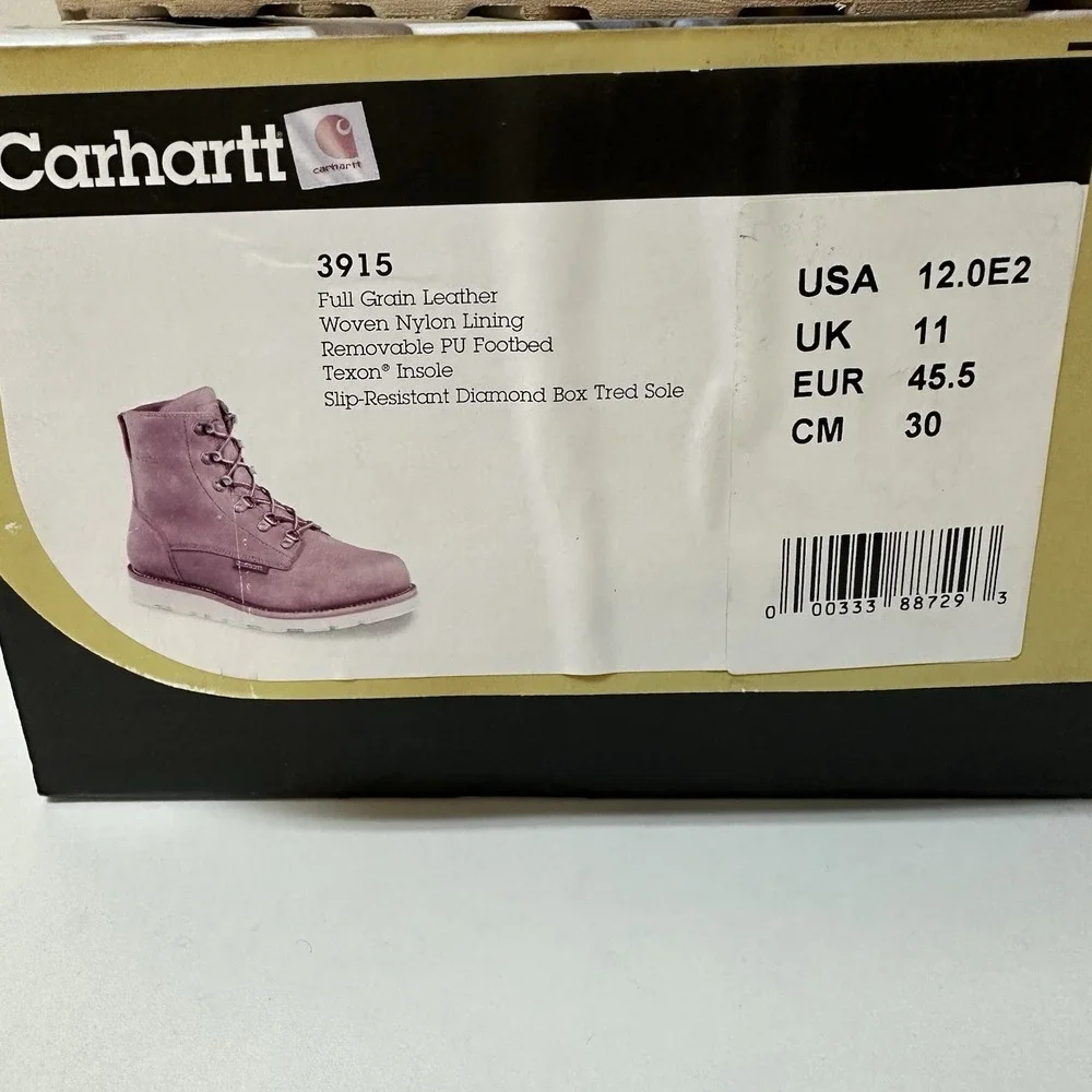 Carhartt Leather Slip Resistant Soft Toe Wedge Work Boot Style 3915 Size 12EE